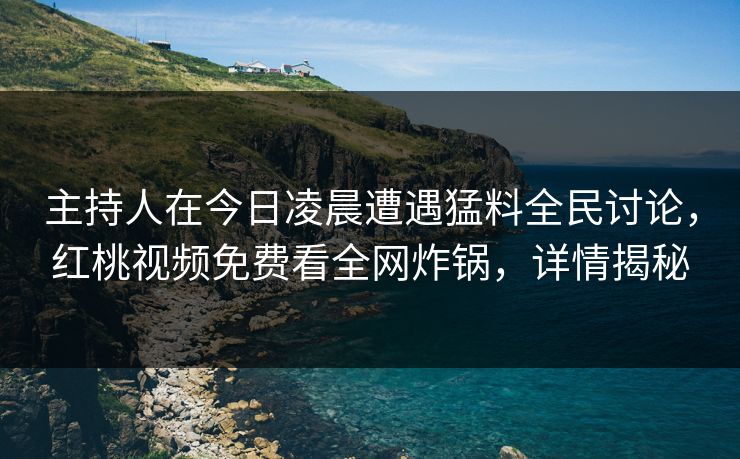主持人在今日凌晨遭遇猛料全民讨论，红桃视频免费看全网炸锅，详情揭秘