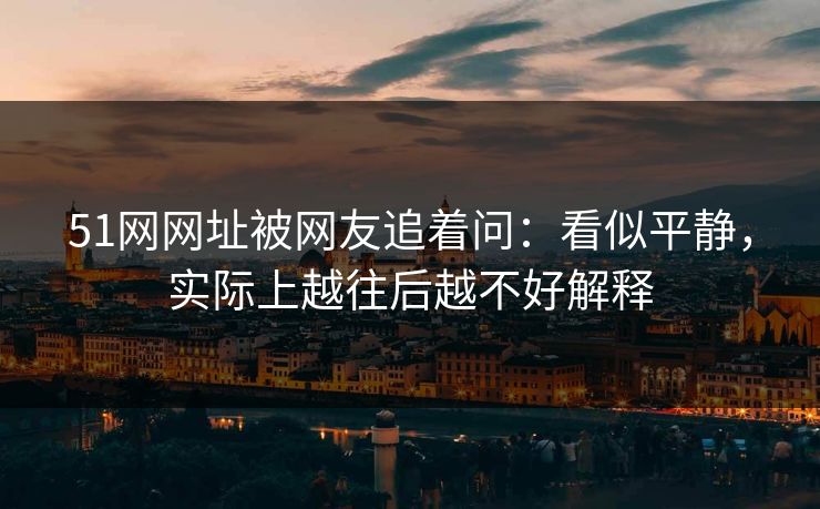 51网网址被网友追着问：看似平静，实际上越往后越不好解释