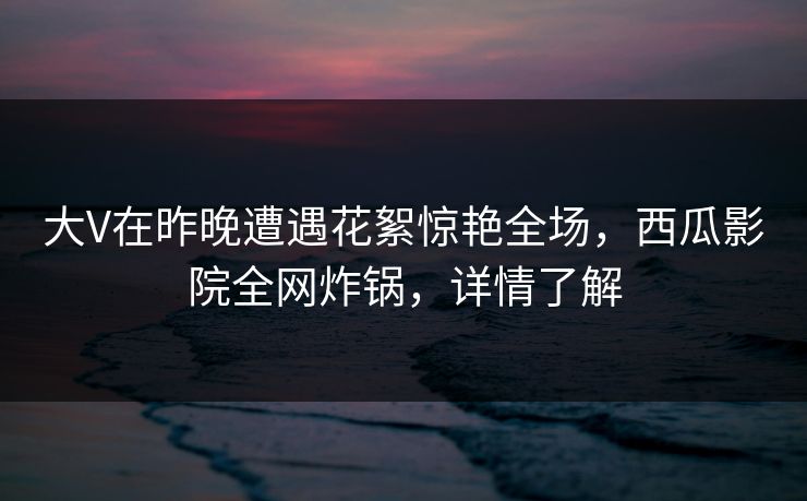 大V在昨晚遭遇花絮惊艳全场，西瓜影院全网炸锅，详情了解